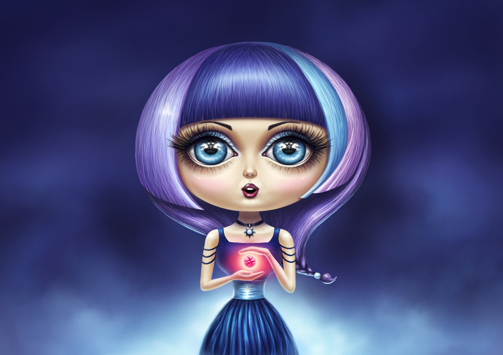 Character design Cute girl with big beautiful blue eyes art by artist Alice Croft Милая девушка с большими голубыми глазами дизайн персонажа